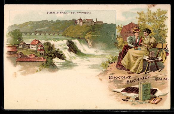 Cartoline postali: Litho Schaffhausen, Rheinfall, Cacao Suc – Usato da Berlin venduto da bartko-reher