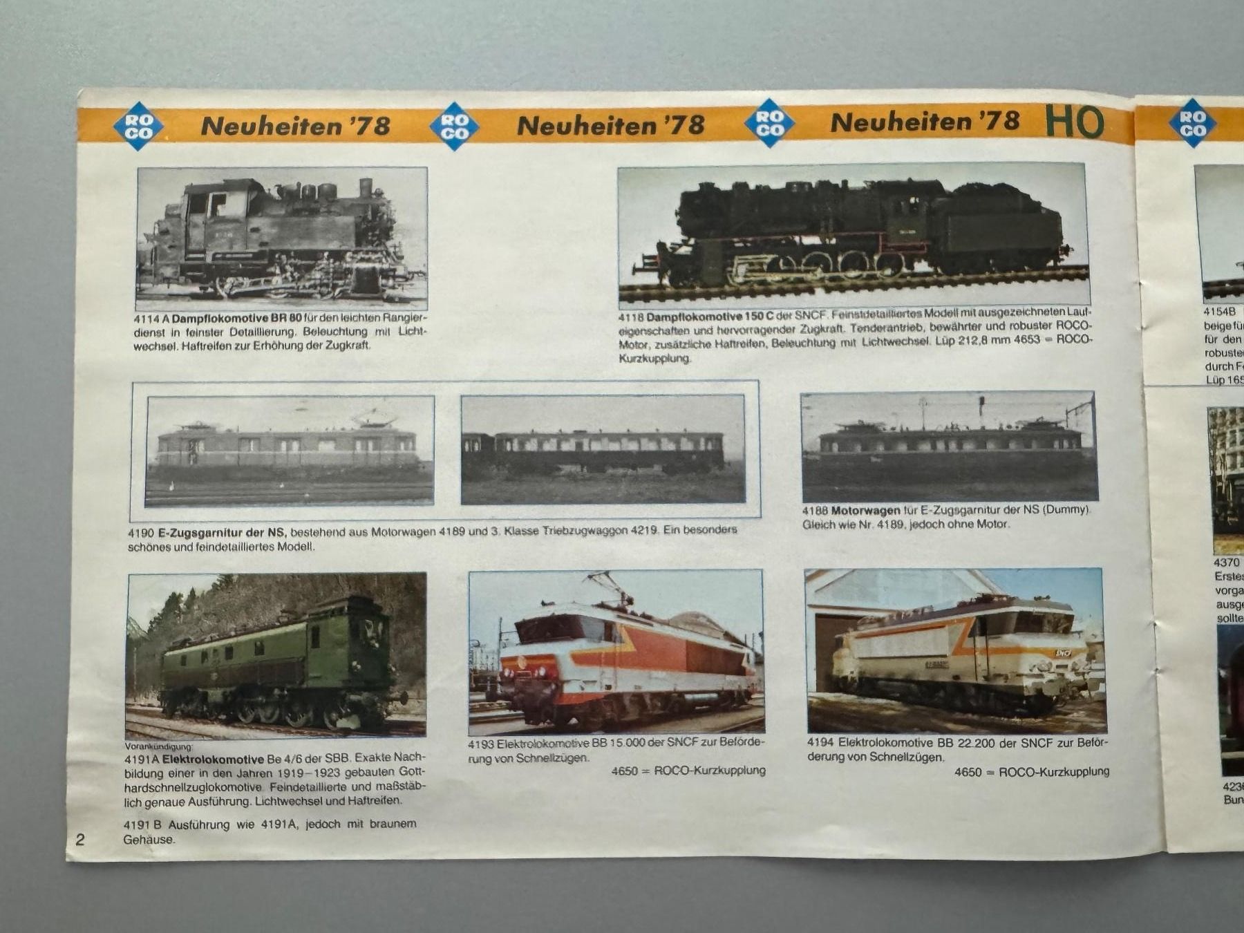 Roco Modellini di ferrovie: ROCO - Neuheiten 1978 – Usato da Fehraltorf venduto da Success 2