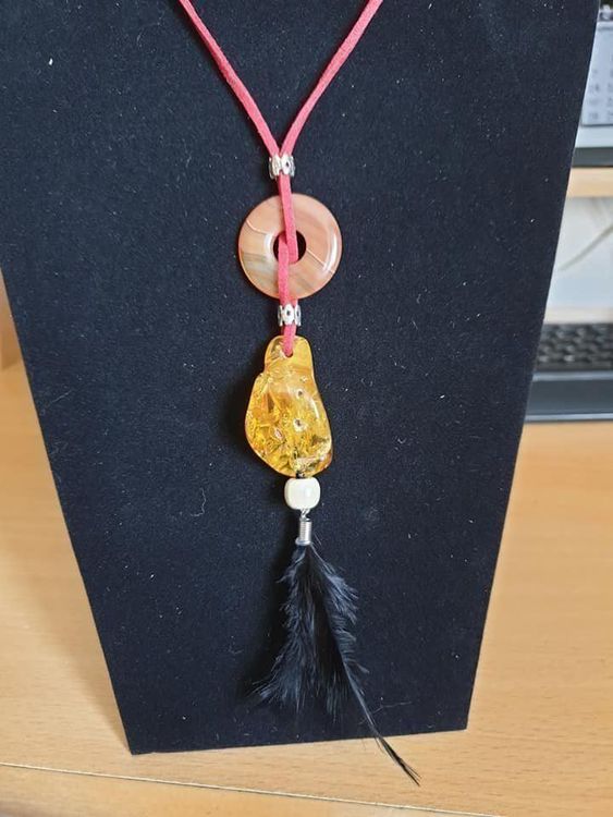 Sautoir En Ambre Véritable - Collier Long 70cm, 36g, Pierre Orange