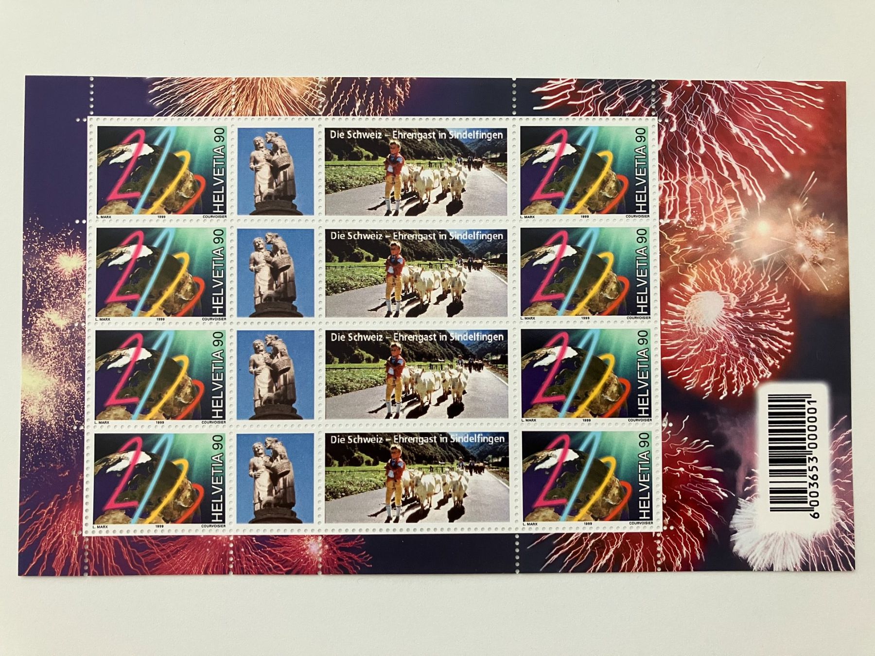 Tutti i francobolli: Zwischenstegpaare 2000, **, Kleinbogen Millenium, KP 200.-- – Usato da Würenlos venduto da Eulenpostuhu