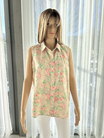 Ralph Lauren Floral Linen Top, Size L - Summer Ready!