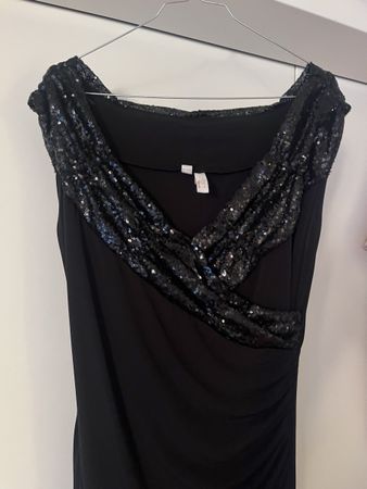 Abendkleid elegant nie getragen schwarz Pailletten 36/38