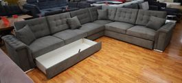 XL ECKSOFA MIT BETTFUNKTION & STAURAUM  SALE%