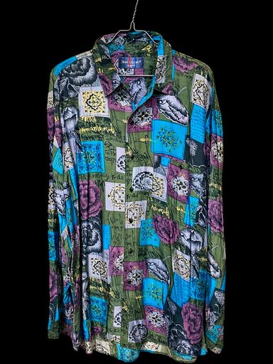 Camicette: Jean Legalle Italien Buntes Blumenmuster Button-Down Hemd - – Usato da Zug venduto da vinokilo 1