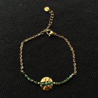 18KGP Grüne Glas Perlen Armkette