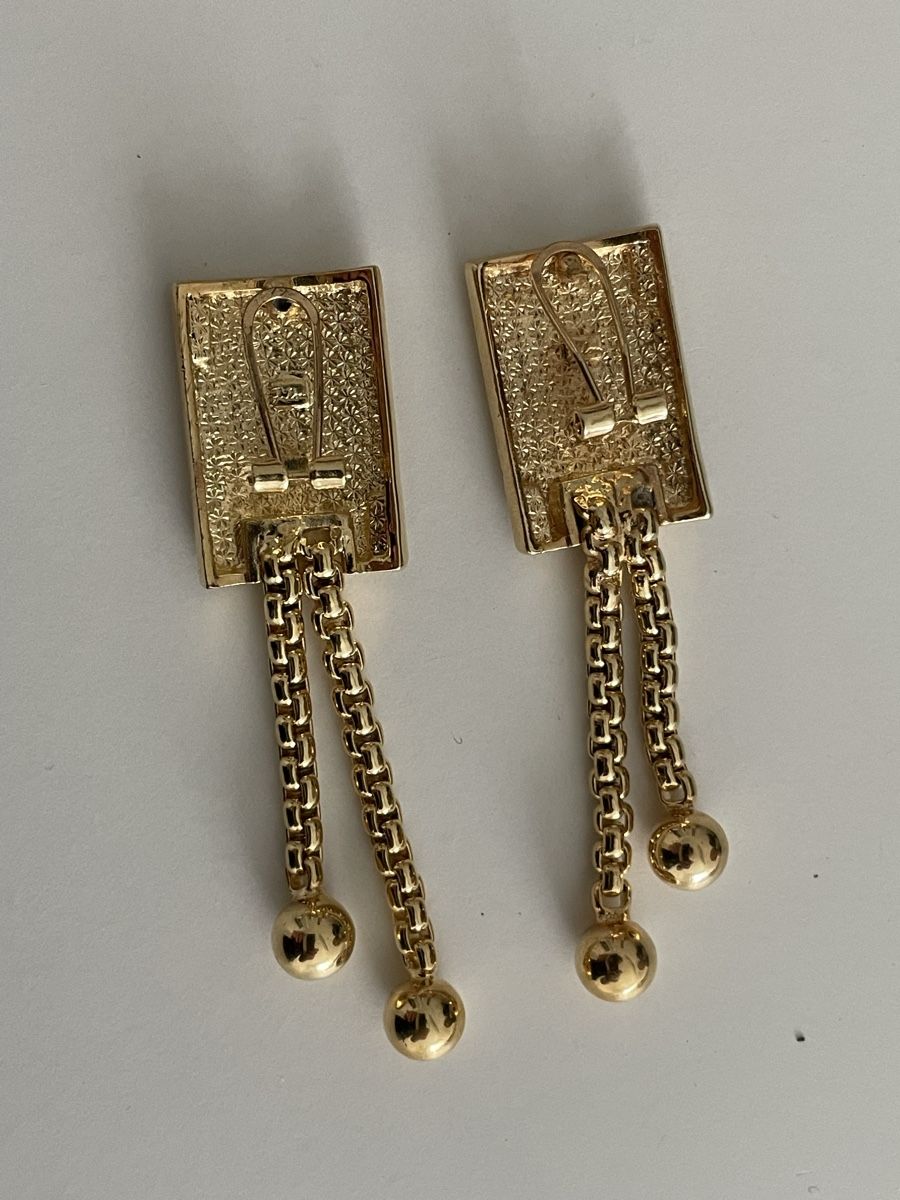 Versace Orecchini pendenti & Orecchini a lobo: Boucles d'oreilles pendante Versace avec chaînettes plaquer  – Difettoso da Worben venduto da benit.drn 7