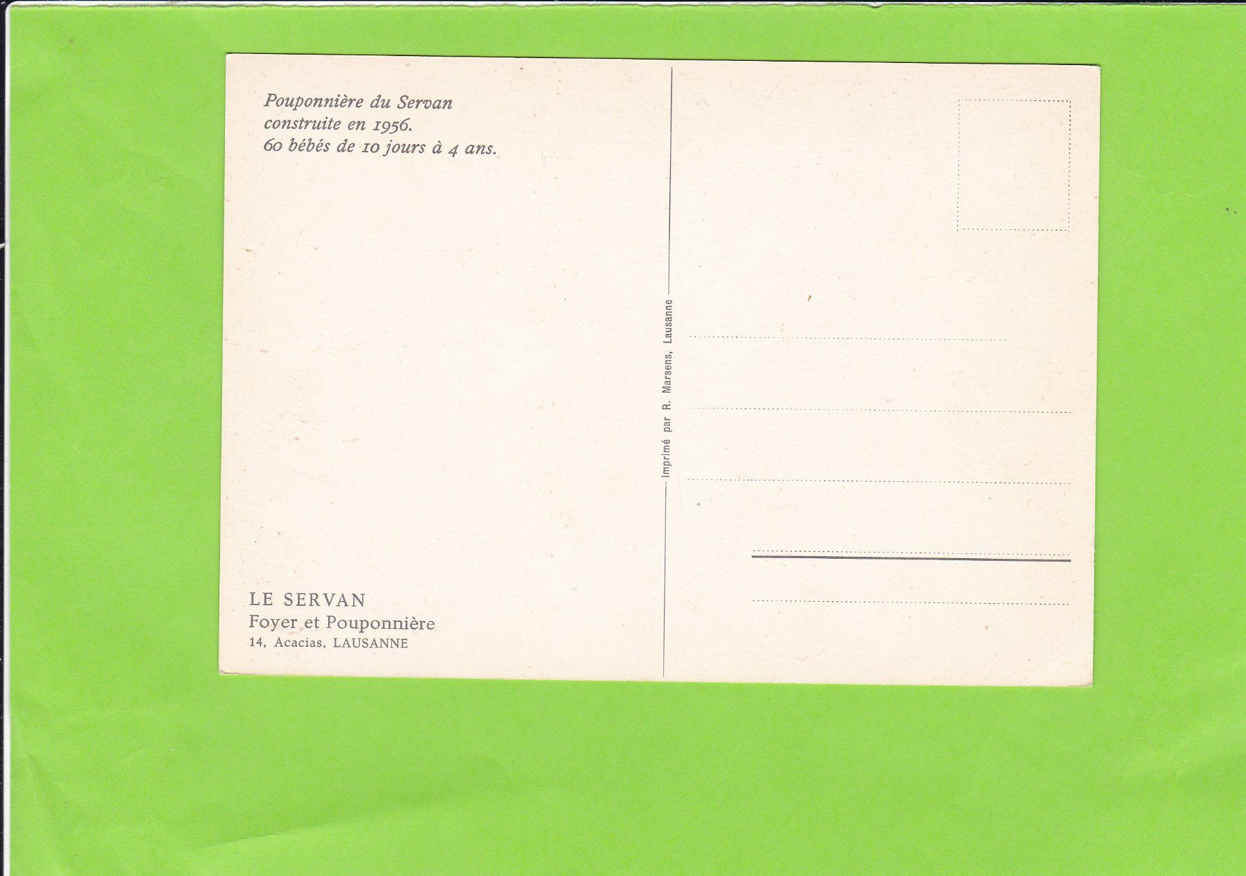 Cartoline postali: Pouponnière du Servan – Usato da St. Peterzell venduto da neckertal 1