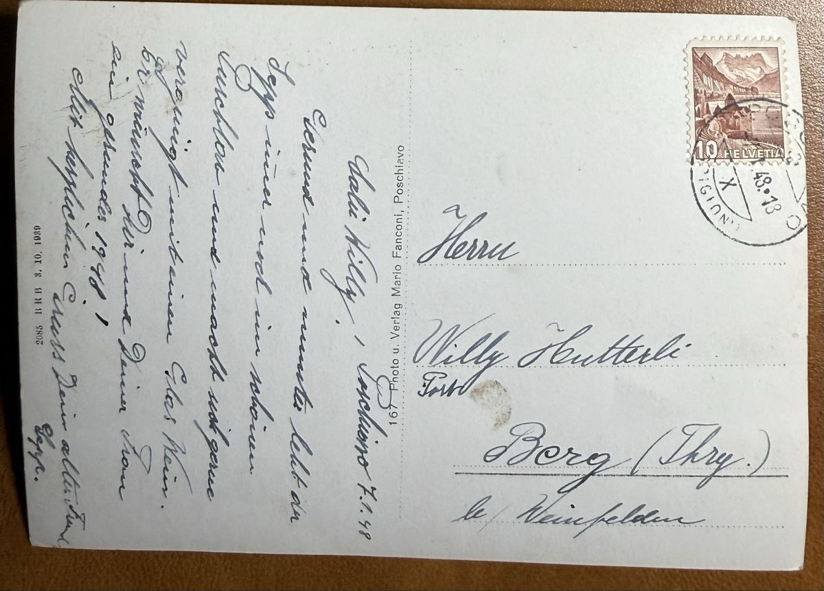 Cartoline postali: POSCHIAVO - San Romario 1948 – Usato da Lutry venduto da Ediego 1