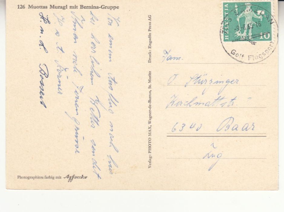 Ansichtskarten: Muottas Muragl 1965 – Gebraucht aus Bürglen TG von StampGraf 1