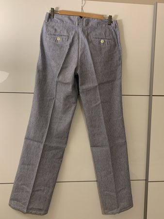 Pantalone lino azzurro a righe tg 42 (ita)