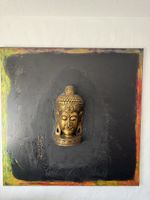 Buddha Relief Bild, Wanddeko, goldfarben, Vintage Stil