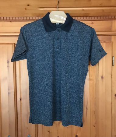 POLOSHIRT - UNISEX - BLAU MELIERT - GRÖSSE 36 - NEU