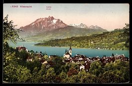 AK Küssnacht, Ort und See mit Pilatus