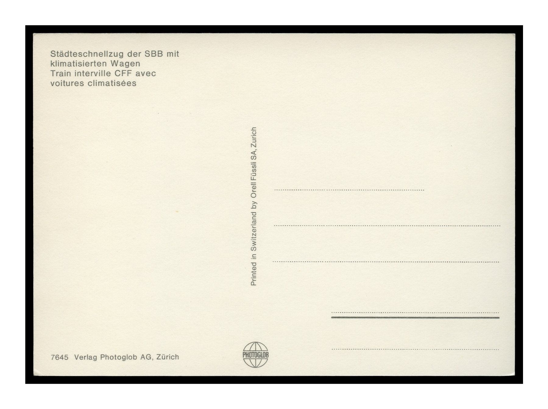 Cartes postales: SWISS EXPRESS - 1970 "Train Interville CFF" – D'occasion à Onex par gonsla01 1