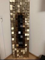 Wandobjekt Holz Mosaik Gold Schwarz