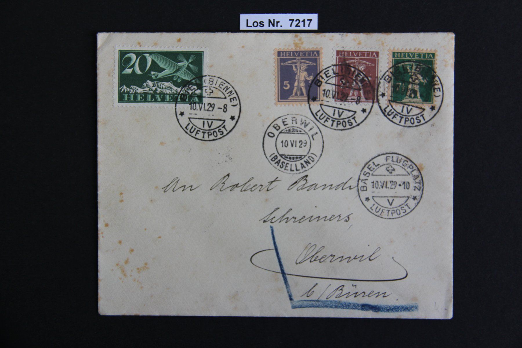 Tutti i francobolli: CH 1929 Brief sauber gestempelt                     Los 7217 – Usato da Volken venduto da jukon65