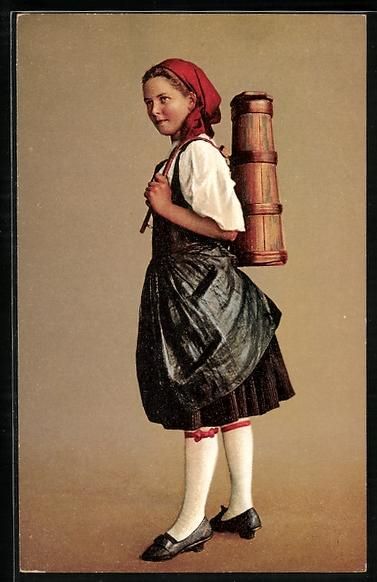 Cartoline postali: AK Guggisberg /Bern, Mädchen in Tracht – Usato da Berlin venduto da bartko-reher