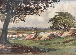 Bharallian aquarelle camp de tentes