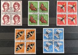 1955  Pro Juventute Viererblock Satz mit Zentrum-Stempel