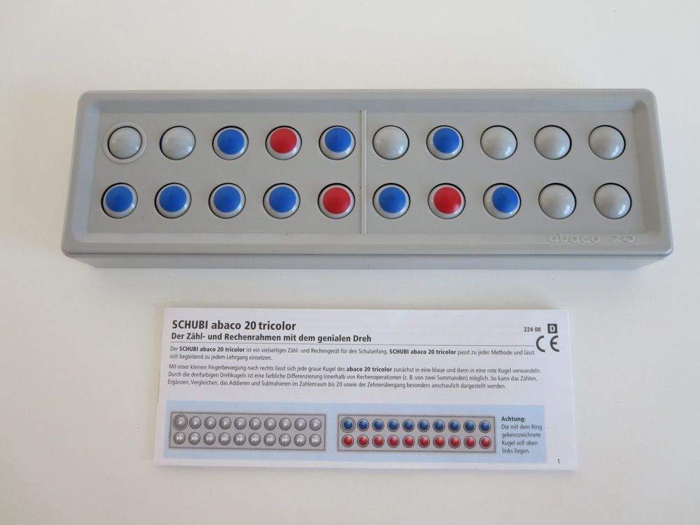 SCHUBI Abaco 20 – Zählrahmen Für Kinder, Modell A Mit 10 Roten & 10 Blauen Kugeln, Zum Rechnen Lernen Bis 20