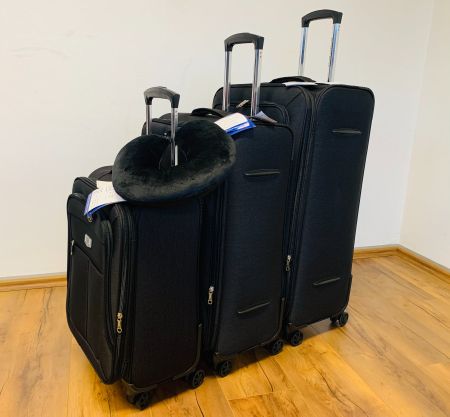 4-teiliges PREMIUM TSA Kofferset Stoffkoffer in Schwarz NEU