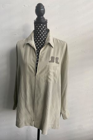 Vintage Seidenbluse mit Strass – One Size (S-M) – 90s Style