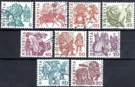 VOLKSBRÄUCHE 1977 SERIE 9 MARKEN GESTEMPELT - F377