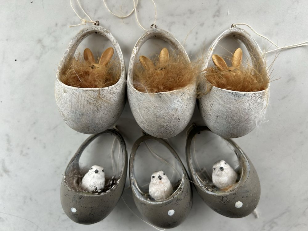 Osterdekoration 6 Eier gefüllt mit Hasen oder Kücken (Neu (gemäss ...