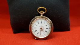 Taschenuhr Damen 935 Silber emailliert Zifferblatt