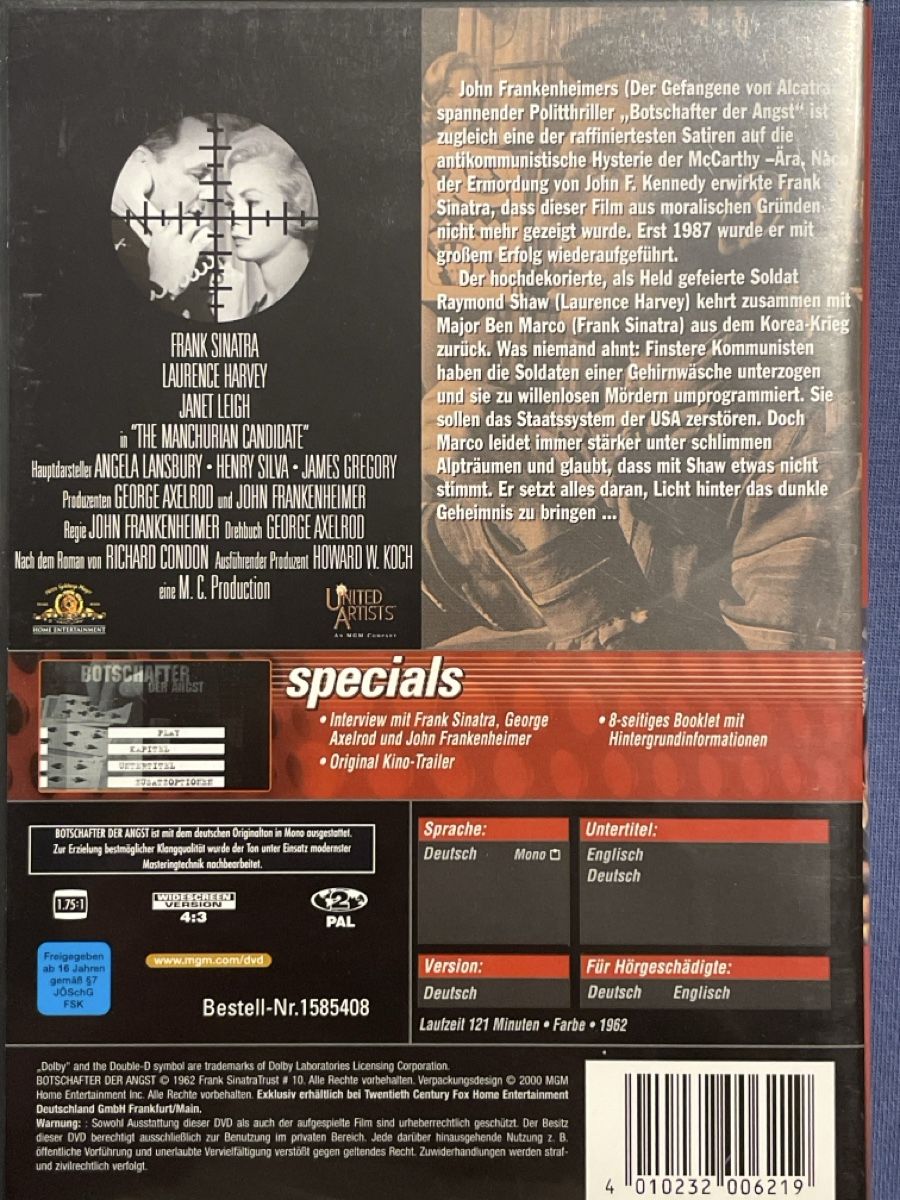 Tutti i DVDs: Botschafter der Angst (1962) – Usato da Waldenburg venduto da Mimily33 1