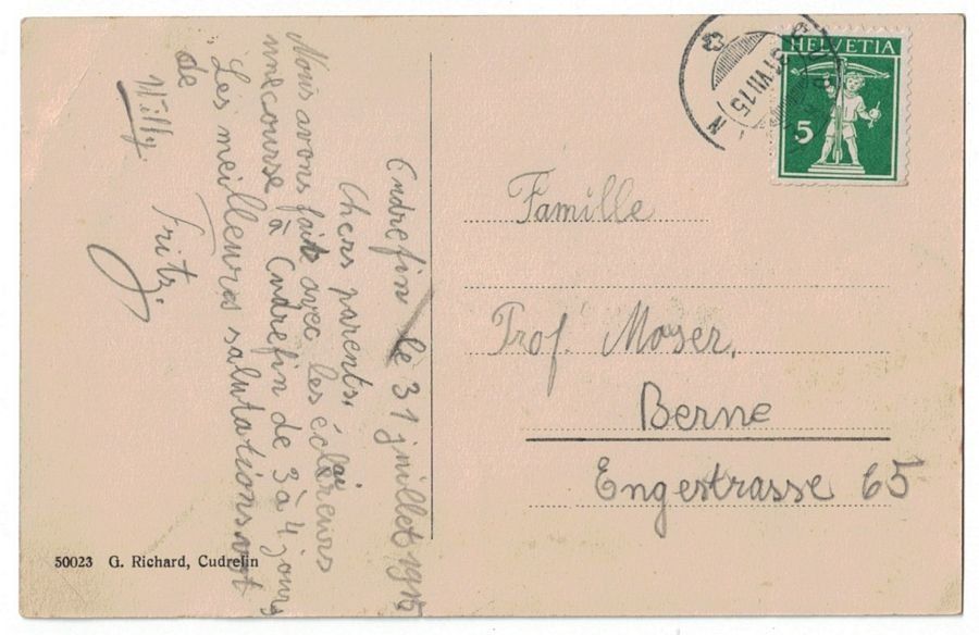 Cartoline postali: Cudrefin, vue générale, circulée 1915 – Usato da Frauenfeld venduto da POML 1