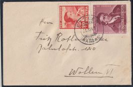 Briefchen 1941 mit P.J. + Education Marken