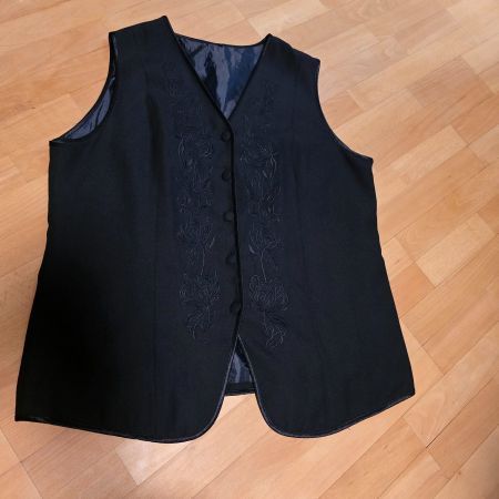 Vintage Weste XL/XXL schwarz – elegante Weste mit floralem M
