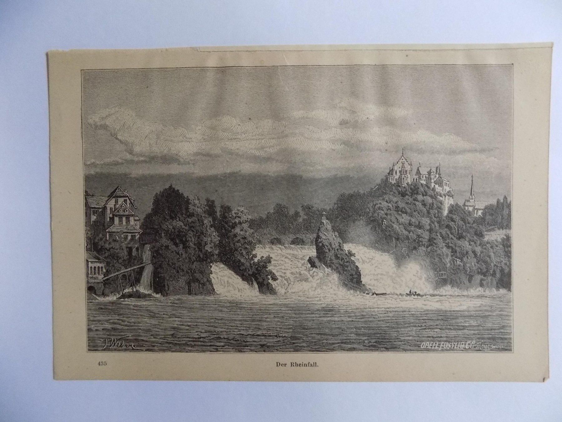 Stiche: Rheinfall bei Schaffhausen Xylographie – Gebraucht aus Risch von Antikfee