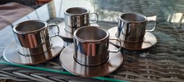 Vintage 4 Tramontina Inox Chromstahl Espressotassen