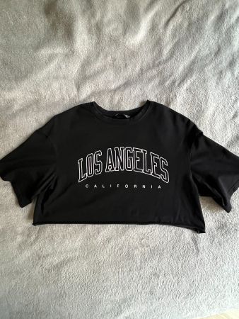 T-shirt crop top noir SHEIN, taille S