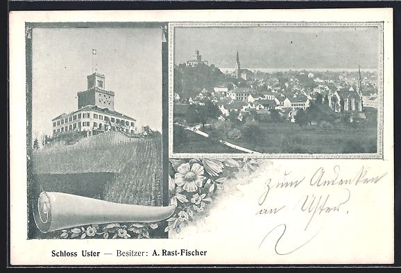 Cartoline postali: AK Uster, Schloss, Ortsansicht – Usato da Berlin venduto da bartko-reher