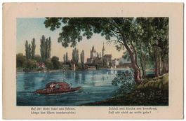 Thun, Schloss und Kirche, Künstlerkarte mit Spruch gel. 1912