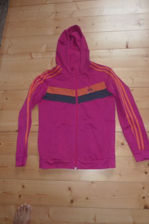Adidas, Jacke, Grösse, M, Pink,Orange,Grau gestreift