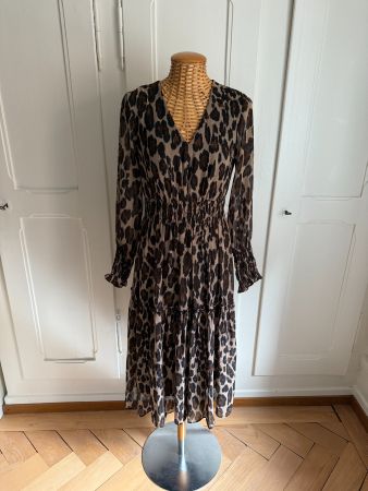 TAYLOR - Leo Chiffonkleid taupe XS