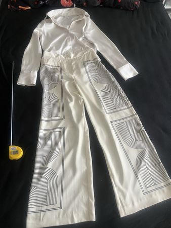 H&M Set Hemd Hose Creme Muster Groesse XS neuwertig