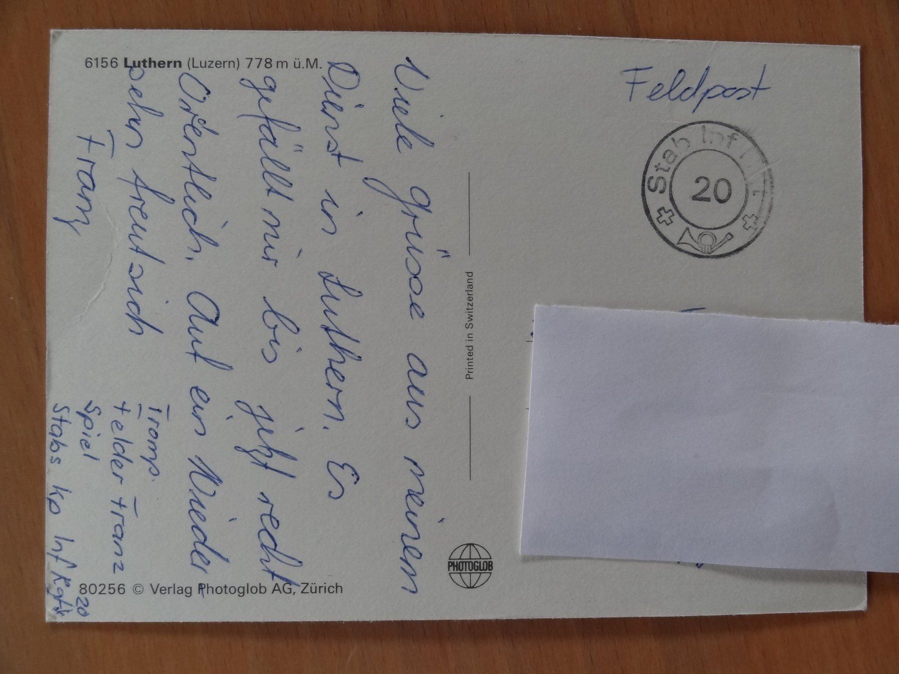 Cartoline postali: Luthern - Luzern - poste militaire – Usato da St Léonard venduto da Riglin 1