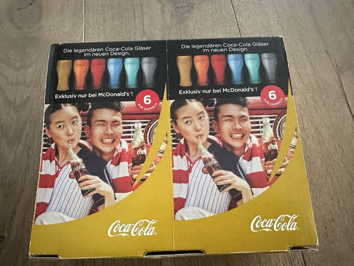 Bicchieri: Coca-Cola Gläser Gold 2018 – Nuovo e nell'imballaggio originale da Altendorf venduto da Quietwater 2
