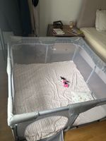 Baby playpen grey with mesh walls in good condition