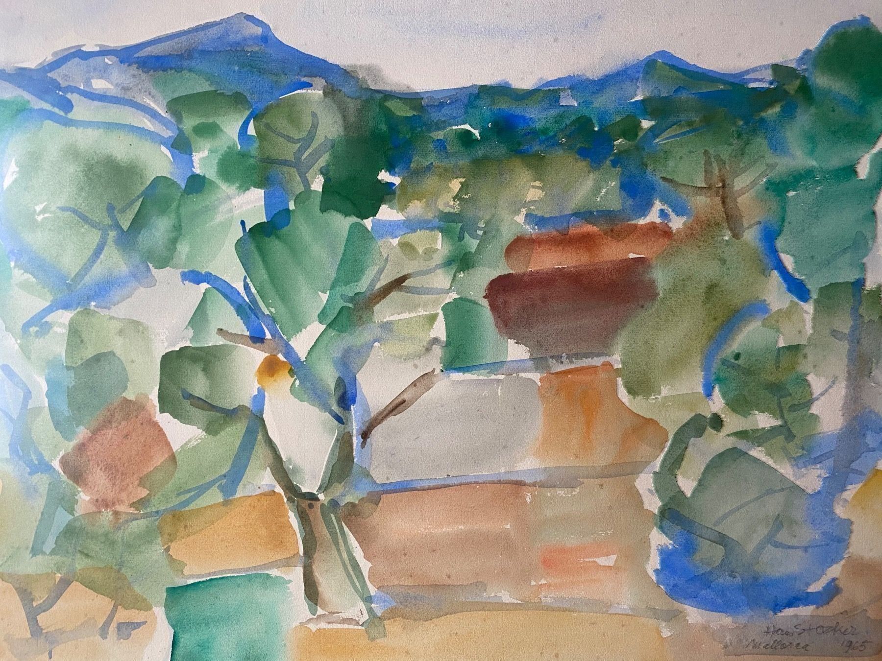 Gemälde: Tolles Aquarell Mallorca, Hans Stocker – Gebraucht aus Rünenberg von Fendi02 1
