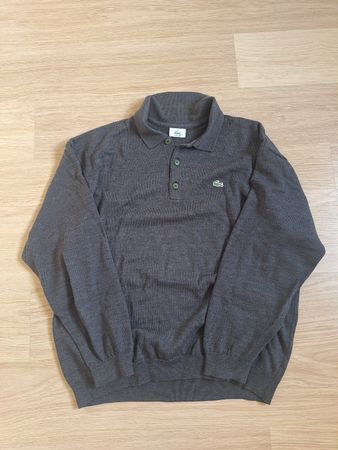 Lacoste grey wool polo pullover size 7 (XL)