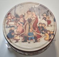 antike Blechdose Nikolaus Samichlaus Weihnacht rund 15,3cm