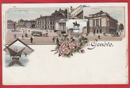GENÈVE, GENF, PFERDETRAM, LITHO 1897 / 1905