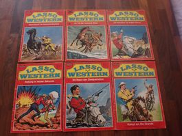 6 alte LASSO WESTERN Comic Hefte BASTEI Verlag ab 1965