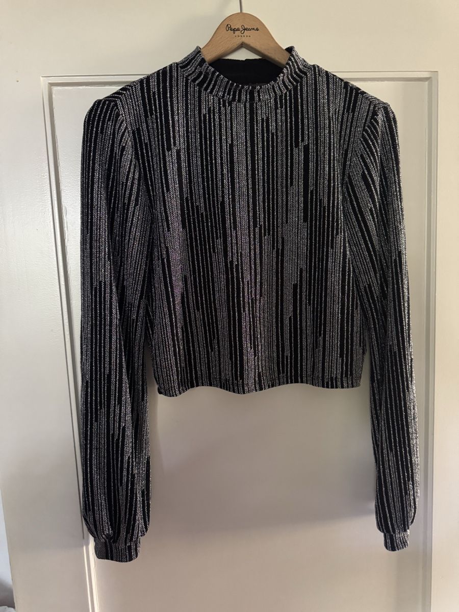 Top: Top donna paillettes nere argento manica lunga – Nuovo (secondo la descrizione) da Basel venduto da pedacitos 2